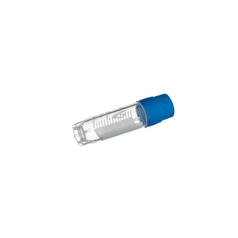 2 mL Cryo.s Tube, PP, Sterile, External Thread Blue Cap, ID Field, Starfoot Base, Round Bottom, 150 White Cap Inserts per CS