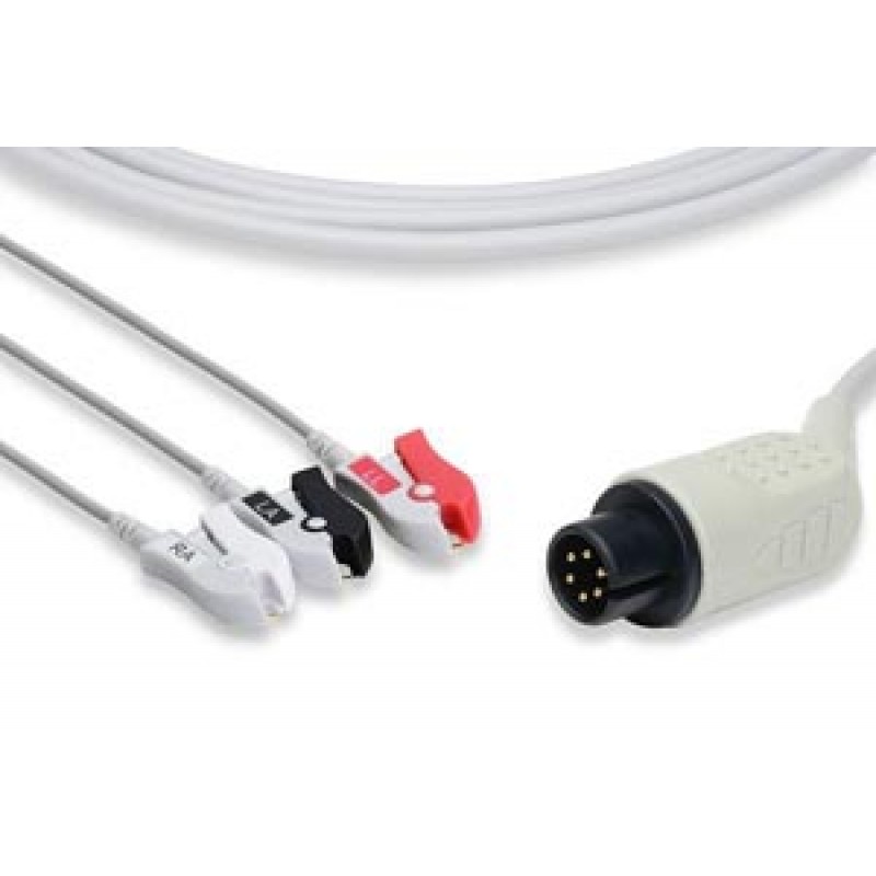 Cables and Sensors C2340P0 Direct-Connect ECG Cable, 3 Leads Clip, AAMI Compatible w/ OEM: 1073/P, 11110-000167, FSR1311 (DROP SHIP ONLY) (Freight Terms are Prepaid & Added to Invoice - Contact Vendor for Specifics)