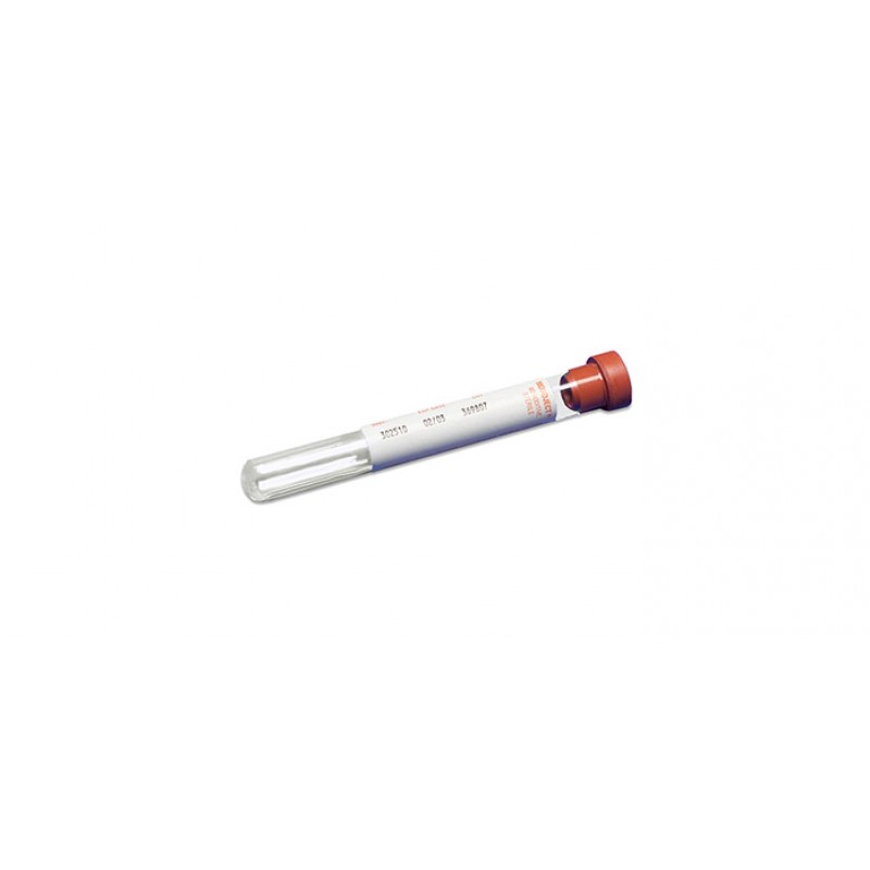 Standard Blood Collection Tube, 13 x 75, 5mL, Non-Silicone Coated Tube, Glycerine Coated Red Stopper, 100/bx, 10 bx/cs (Continental US Only)