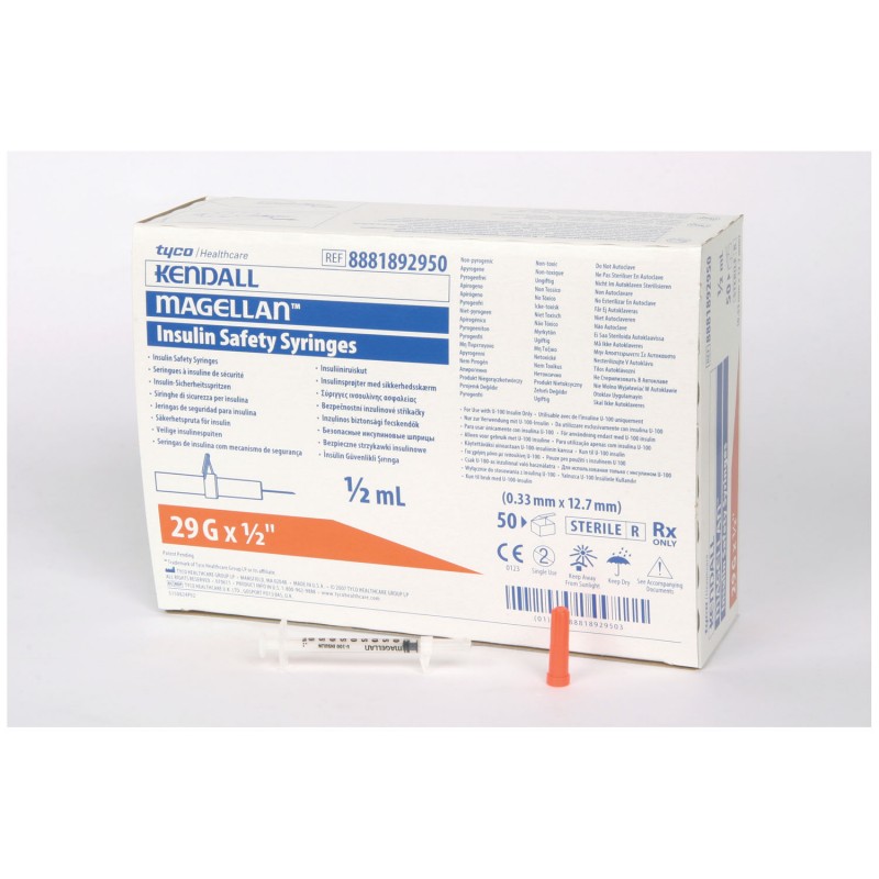 Insulin Safety Syringe, 1mL, 29G x ½", 50/bx, 10 bx/cs (Continental US Only)