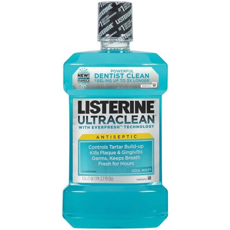 Johnson & Johnson Oral Health Products 42266 Mouthwash, Listerine Ultraclean, Cool Mint, 1.5L Bottle, 6/cs (Continental US+HI Only)