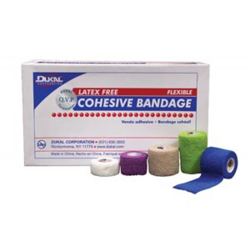 Dukal Corporation 8026ASLF Bandage, Cohesive, 2" x 5 yds, Latex Free (LF), Non-Sterile, Assorted Colors, 1 rl/pk, 36 pk/bx