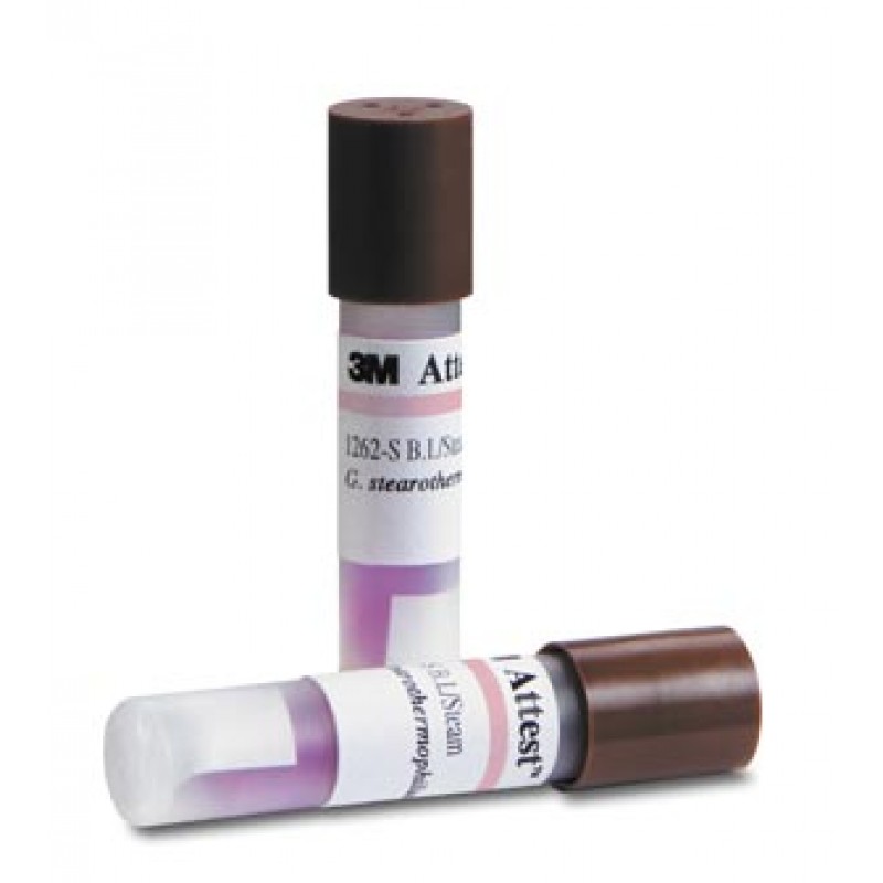 3M Health Care 1262-S Indicator For Steam 270°F/ 132°C Vacuum Assisted or 250°F/ 121°C Gravity Sterilizers, 48 Hour Readout, Brown Cap, Sterile, 300/bx, 2 bx/cs (Continental US+HI Only) (Not FDA Approved  Life Science Labs Only; Not for Export)