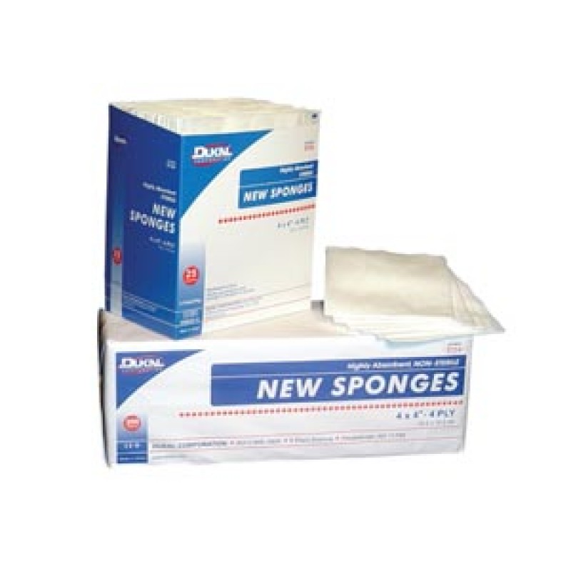 Dukal Corporation 6125 Sponge, 4" x 4", Non-Woven New Sponge, Sterile, 4-ply, 5/pk, 20 pk/bx, 8 bx/cs