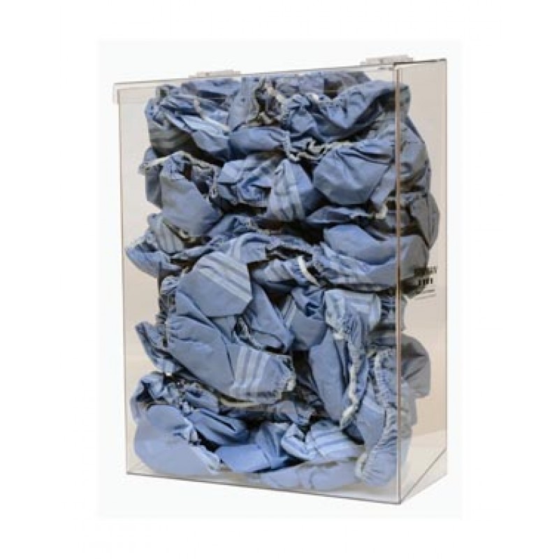 Bowman Manufacturing Company, Inc. BP-011 Bulk Dispenser, Tall Single Bin, Holds a Variety of Protective Apparel in Bulk, Single Compartment with Hinged Lid, Opening at Front Bottom, Keyholes For Wall Mounting, Clear PETG Plastic, 12¼"W x 17"H x 5 13/16"D