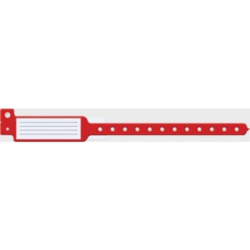 Medical ID Solutions 144C Wristband, Adult/ Pediatric, 10", Insert Vinyl, Custom Printed, Red, 250/bx