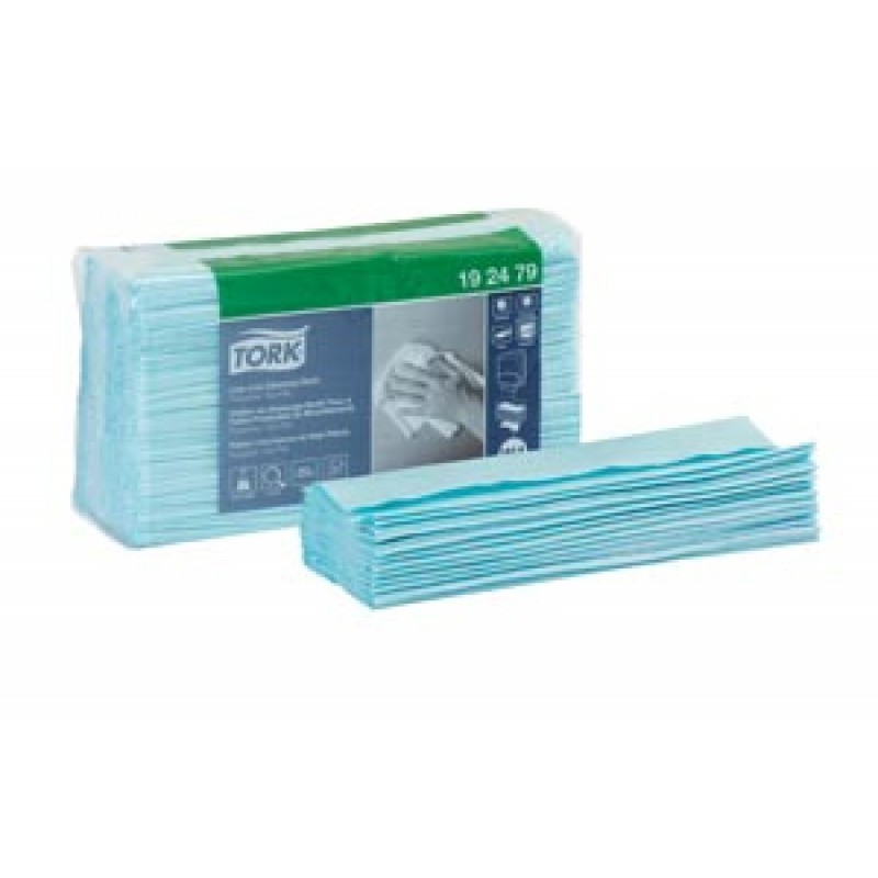 Essity Professional Hygiene North America, LLC 192479 Cleaning Cloth, Low-Lint, Top-Pak, 1-Ply, Turquoise, 16.4" x 13.5", 100 sht/bx, 5 bx/cs (66 cs/plt)