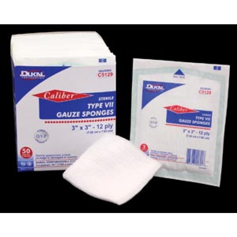 Dukal Corporation C5119 Gauze Sponge, Type VII, Sterile, 2" x 2", 8-Ply, 2/pk, 50 pk/bx, 30 bx/cs (42 cs/plt)