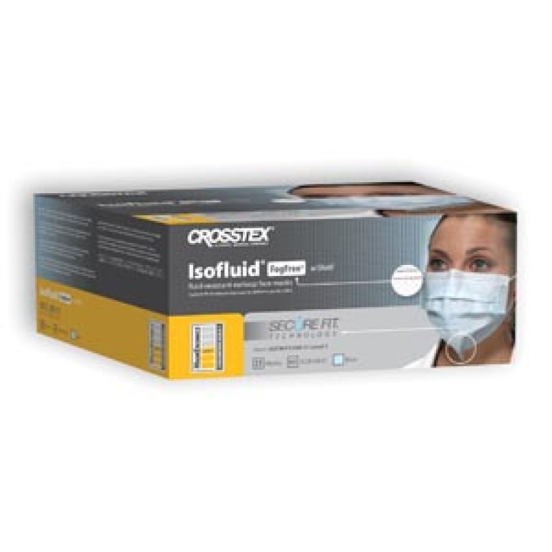 Crosstex International GCIPWBSF ASTM Level 1 Earloop Mask with Splash Shield, FogFree, Blue, 25/bx, 4 bx/ctn