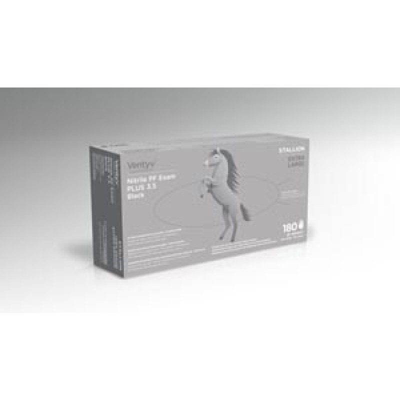 Ventyv 10337107 Glove, Exam, Nitrile, Powder-Free (PF), Polymer Coated, Textured Finger Tip, Chemotherapy Tested, Black, X-Large, 200/bx, 10 bx/cs (Continental US Only)