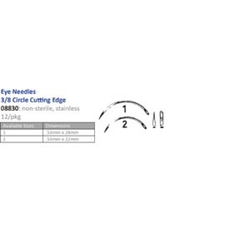 Cincinnati Surgical Company 08830 Suture Needle, Size 1-2, Eye, 3/8 Circle Cutting Edge, 12/pk (Must be Ordered in Multiples of 10 dozen) (DROP SHIP ONLY)