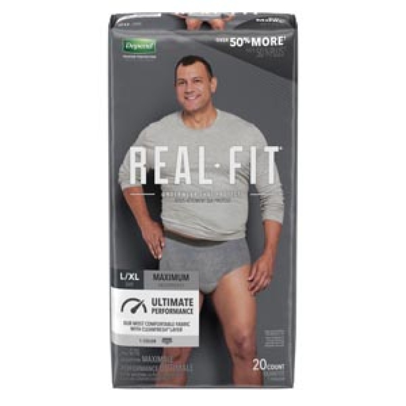 Kimberly-Clark Consumer 50979 Real Fit Briefs, Maximum Absorption, Men, Large/ X-Large, 20/pk, 2 pk/cs