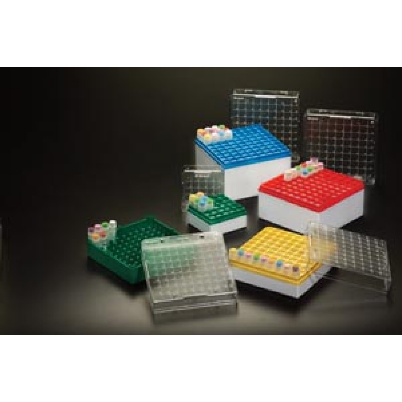 Simport Scientific T314-481R Storage Box, 3-4mL, 81 Places, Red, 3/pk, 4 pk/cs