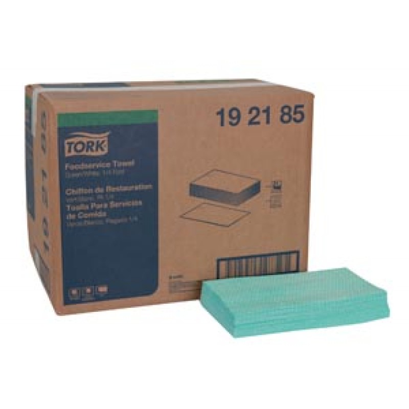 Essity Professional Hygiene North America, LLC 192185 Cleaning Towel, 1/4 Fold, Green/ White, 21" x 11.5", 600 sht/bx, 1 bx/cs (63 cs/plt)