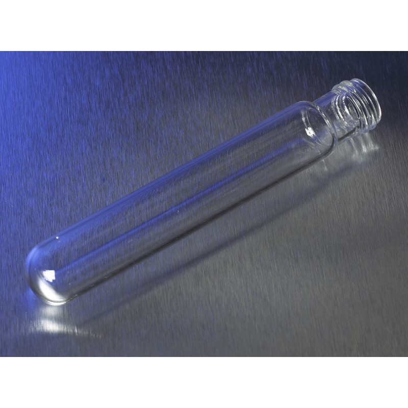 Corning 99449-16X PYREX® 16x125 mm Disposable Round Bottom Threaded Culture Tubes, Without Marking Spot or Caps, Bulk Pack