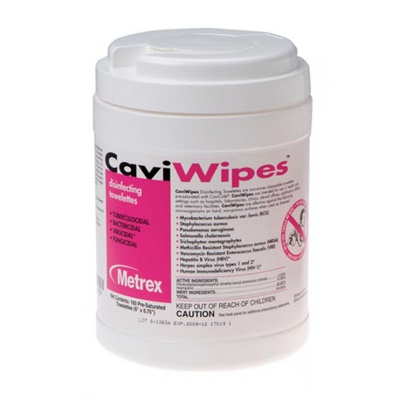 Metrex Research Corporation 13-1100 CaviWipes, 160 Wipes, 12 canisters/cs (40 cs/plt) (091263) (US Only)