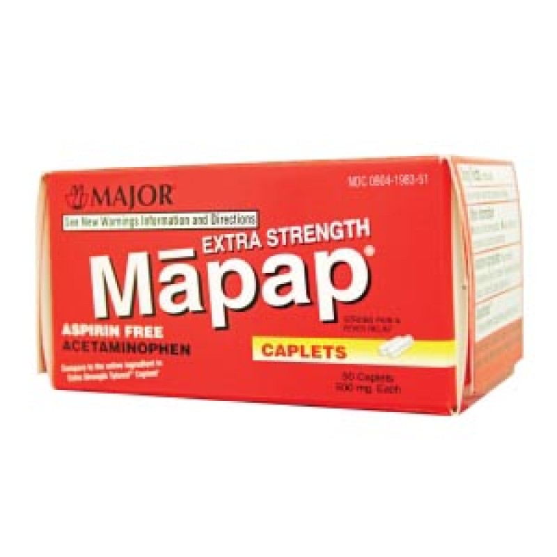 Major Pharmaceuticals 100444 Mapap, 500mg, 50s, Boxed, Compare to Tylenol®, 24/cs, NDC# 00904-6720-51