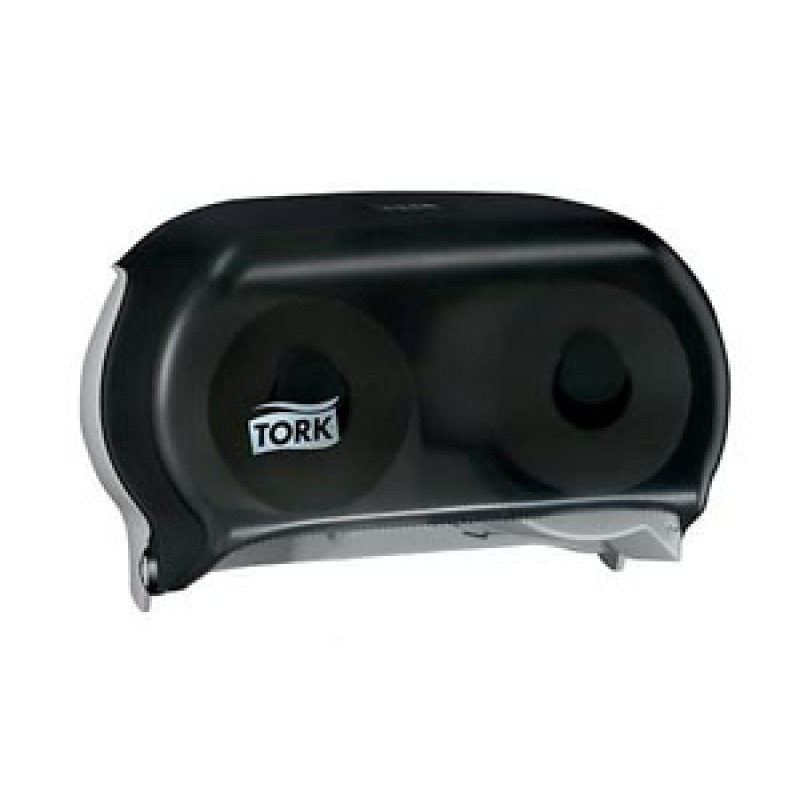 Essity Professional Hygiene North America, LLC 59TR Bath Tissue Roll Dispenser, Twin, Universal, Smoke, T24, Plastic, 8.3" x 12.8" x 5.6" (231 cs/plt)