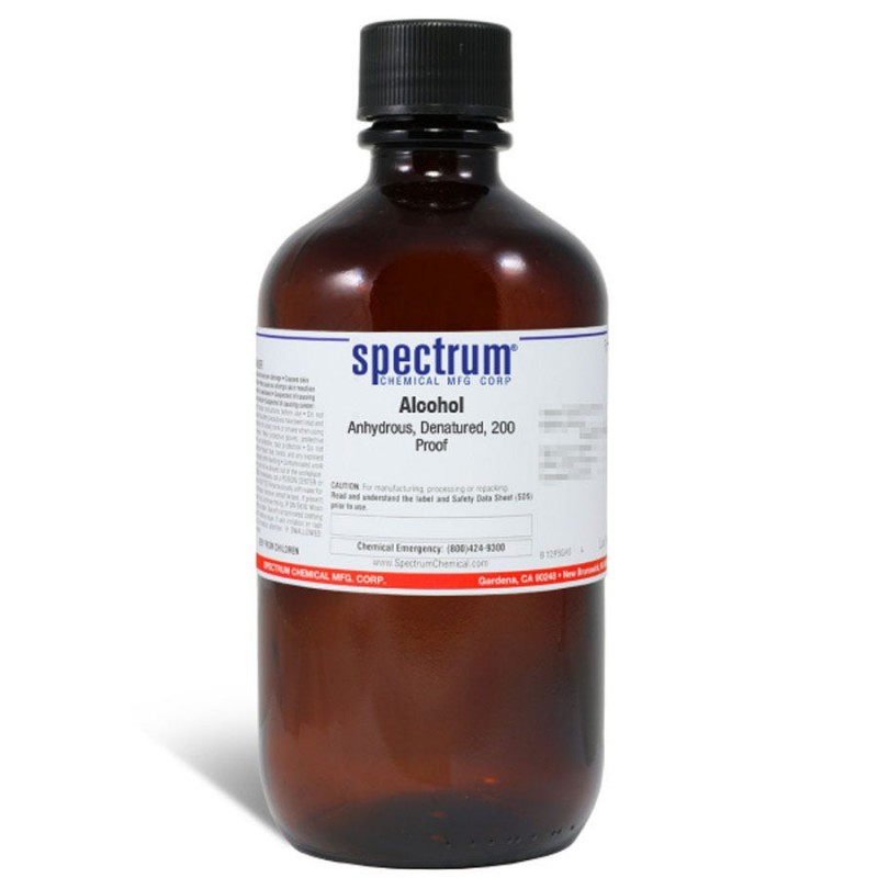 Spectrum Chemical A1038-1LTGL Alcohol, Anhydrous, Denatured, 200 Proof 1L, 6/CS