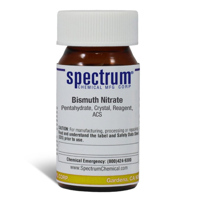 Spectrum Chemical B1115-25GM Bismuth Nitrate, Pentahydrate, Crystal, Reagent, ACS 25g, 1/EA