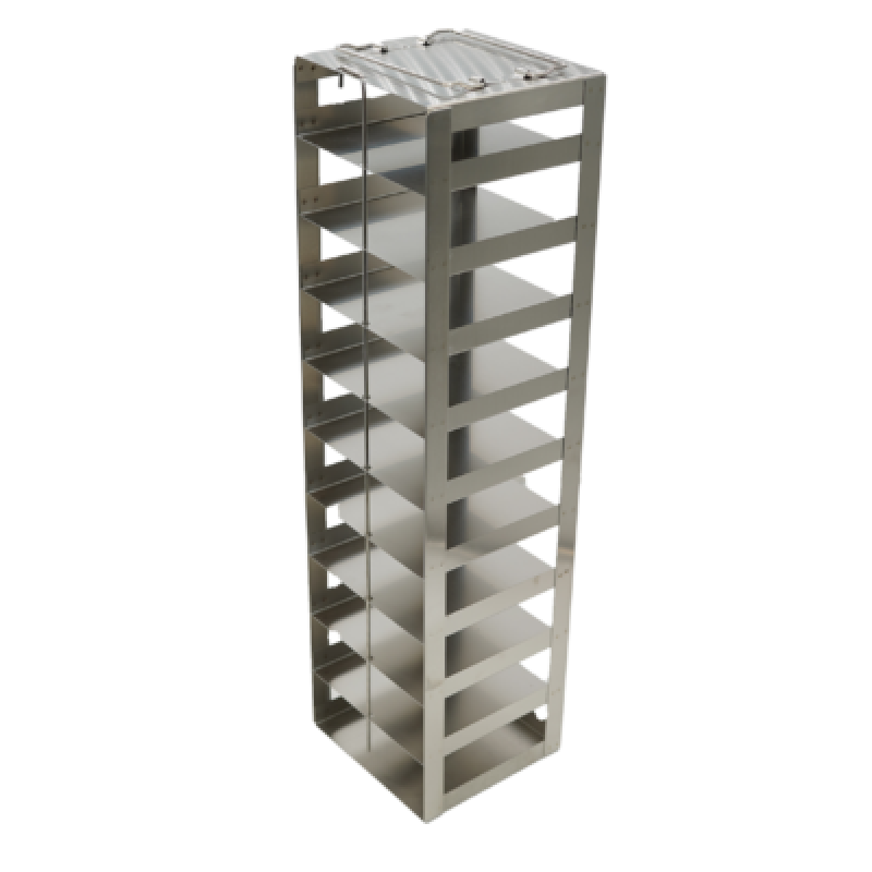 Crystal Industries CFHT-10 Vertical Rack for 100-Cell Hinged Lid Boxes, holds 10 boxes