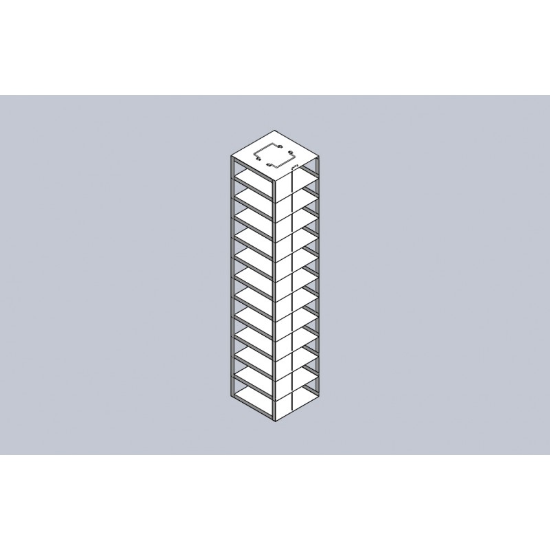 Crystal Industries CFHT-12 Vertical Rack for 100-Cell Hinged Lid Boxes, holds 12 boxes