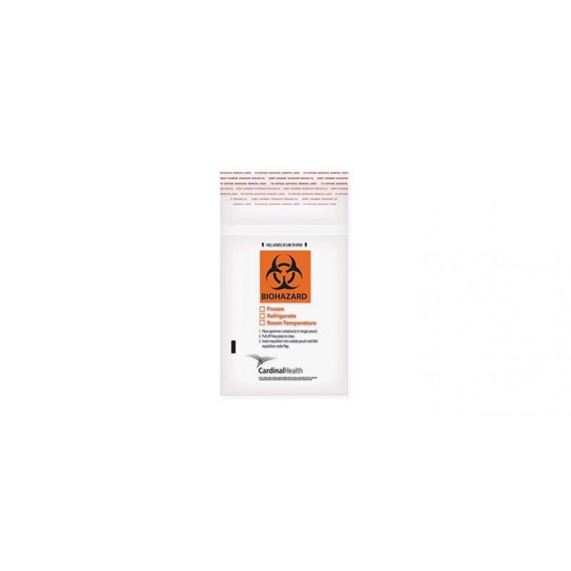 Specimen Transport Bag with Biohazard Logo, Clear, 6" x 9", Zip Closure, 100/pk, 10 pk/cs (Continental US Only)