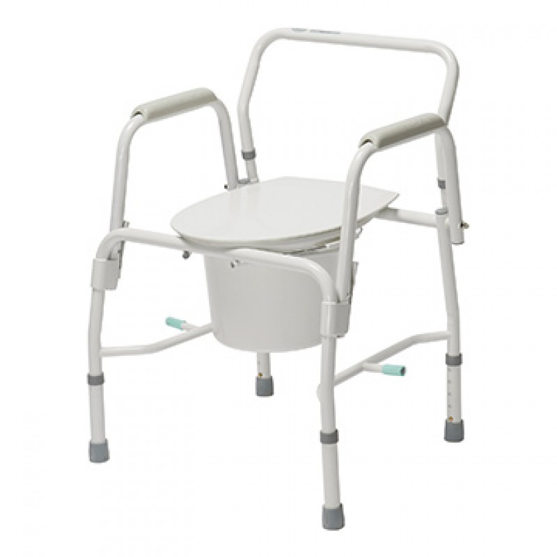 Patient Commode, Bariatric, Drop Arm, Steel Powder Coat, 7 Qt Bucket, 21", 800 lb Weight Capacity, 1/cs (Continental US Only) (Manufacturer Backorder - Inventory Limited when Available)