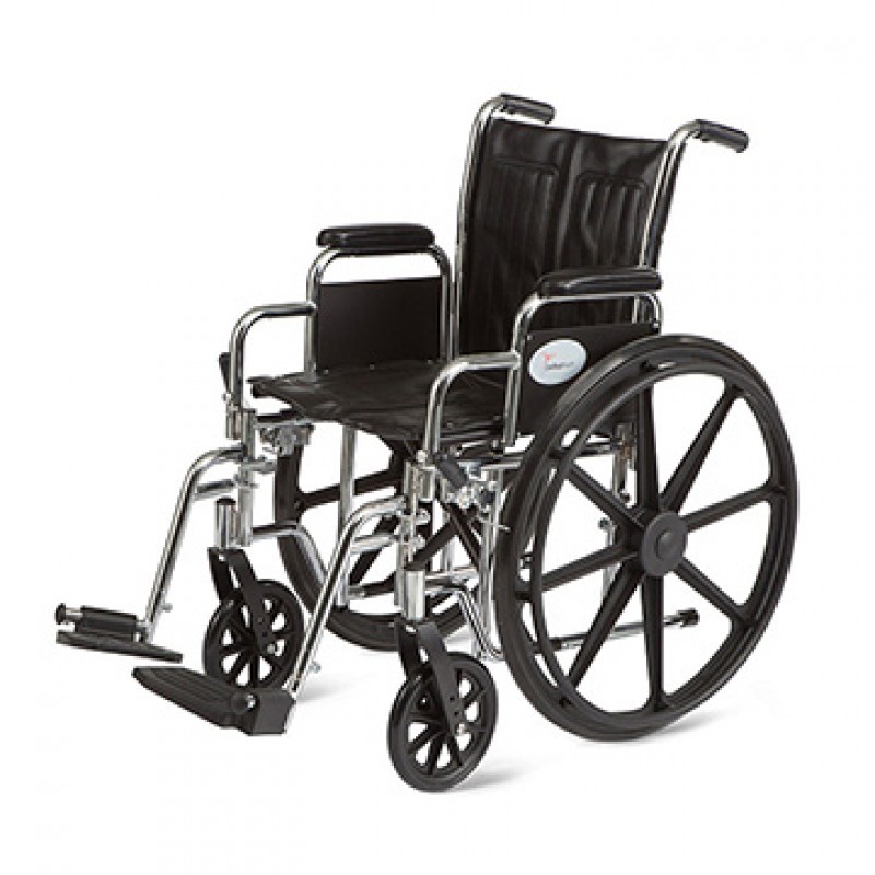 Wheelchair, 16" W x 16" D, Desk Length Removable Arm, Elevating Leg Rests, Chrome Finish, 300 lb Weight Capacity (Continental US Only)