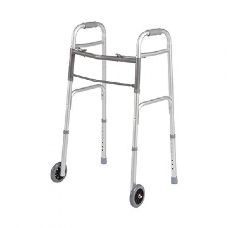 Aluminum Walker, Heavy Duty, Dual Release Folding, 5" Dual Front Wheels, Bariatric, 33"-43", 500 lb, 2/cs (Continental US Only)