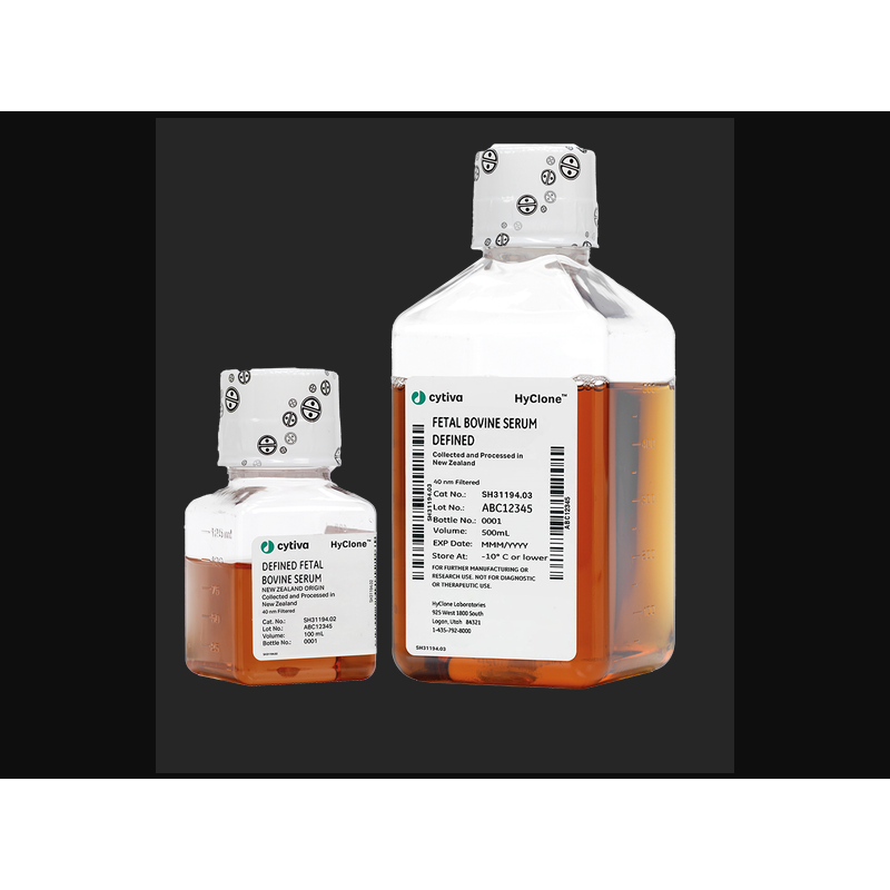 Cytiva SH31194.03IR25-40 HyClone™ Defined Fetal Bovine Serum (FBS), New Zealand Origin, Dose 25-40, 500 mL, Irradiated, 1/EA