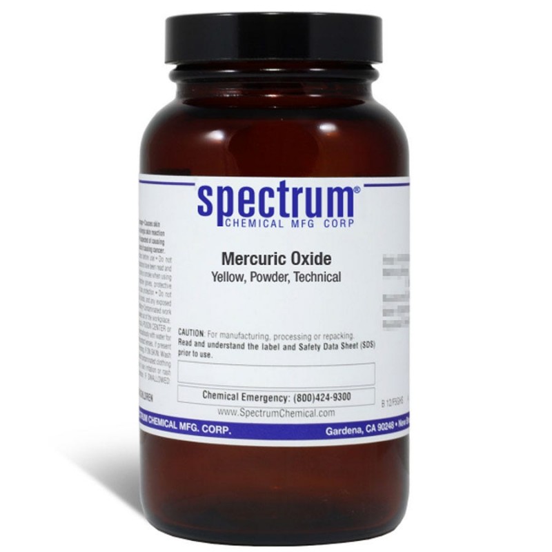 Spectrum Chemical M1179-500GM Mercuric Oxide, Yellow, Powder, Technical 500g, 1/EA