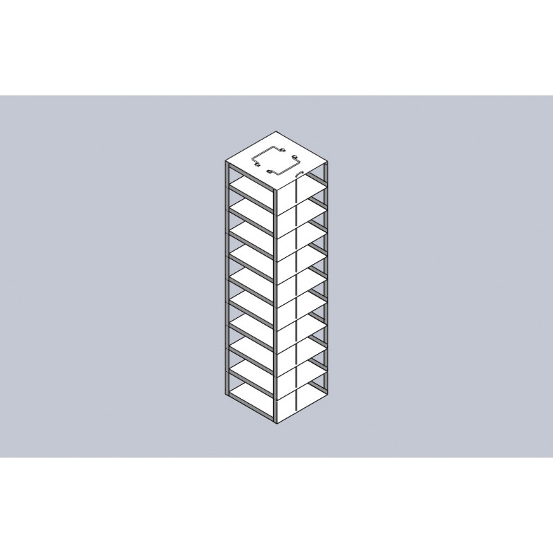 Crystal Industries MCFA-10-3 Aluminum Vertical Rack for Mini 3" boxes, holds 10 boxes