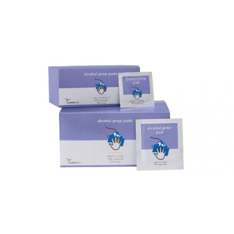Cardinal Health™ Individually Packaged 70% Isopropyl Alcohol Prep Pad, 2 Ply, Compatible with CHG, Large, 9 x 4.5CMv, 200/bx, 20bx/cs (Continental US Only)