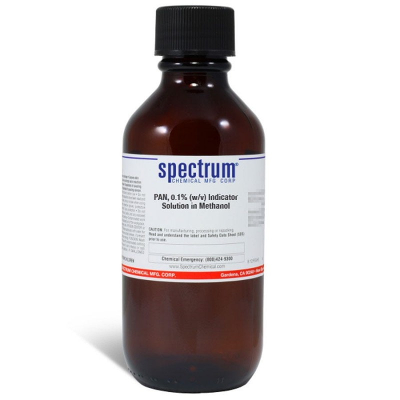 Spectrum Chemical P-358-500ML PAN, 0.1 Percent (w/v) Indicator Solution in Methanol 500mL, 1/EA