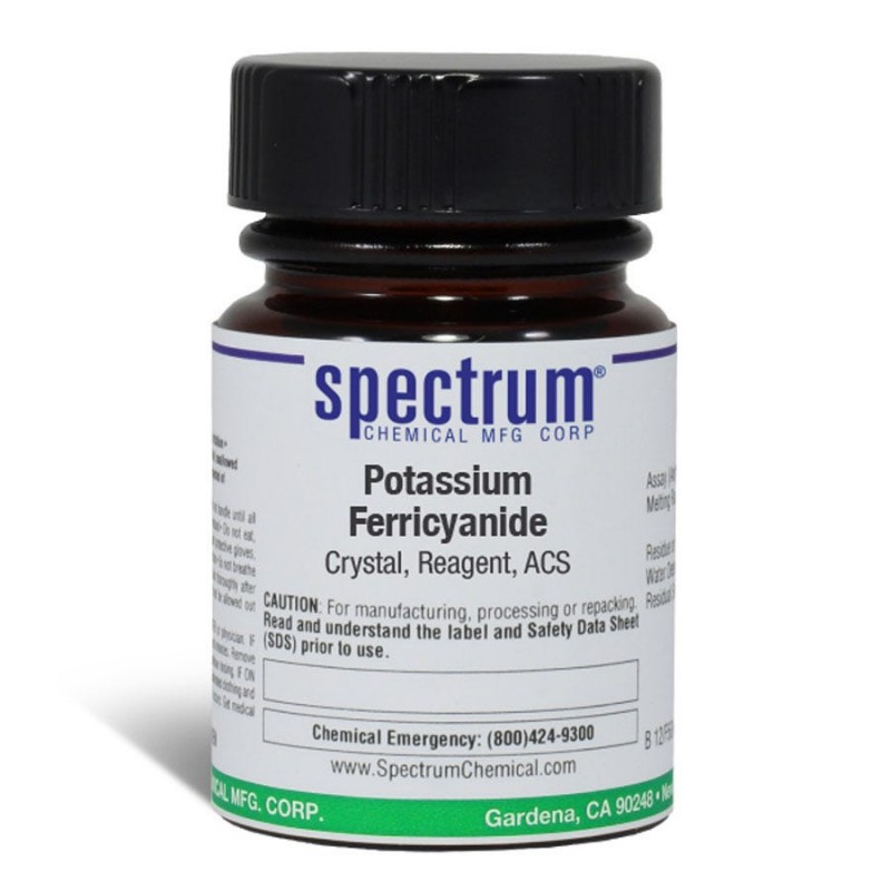 Spectrum Chemical P1285-25GM Potassium Ferricyanide, Crystal, Reagent, ACS 25g, 1/EA