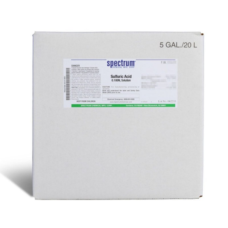 Spectrum Chemical S-615-20LT Sulfuric Acid, 0.100N, APHA, Solution 20L, 1/EA
