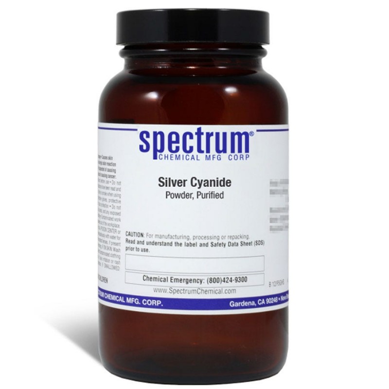 Spectrum Chemical S1060-100GM Silver Cyanide, Powder, Purified 100g, 1/EA