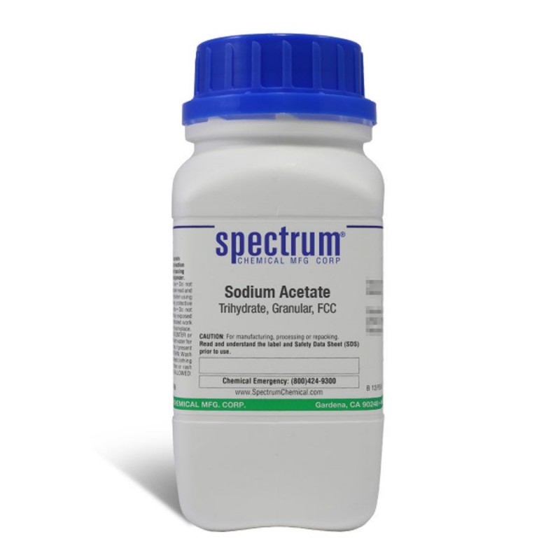Spectrum Chemical S1114-500GM Sodium Acetate, Trihydrate, Granular, FCC 500g, 1/EA
