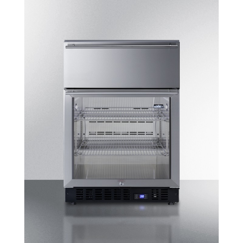 Accucold SCR615TDCSS 24" Wide Built-In Commercial Beverage Refrigerator With Top Drawer