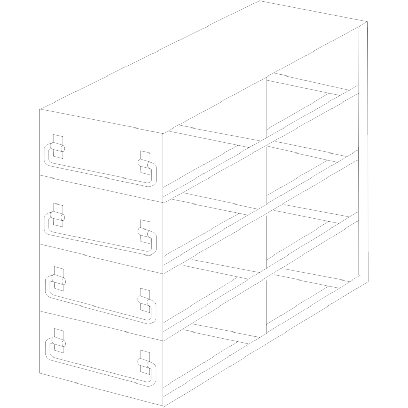 Crystal Industries UFD-24-375 Drawer Rack for 3.75" boxes, 2x4 configuration