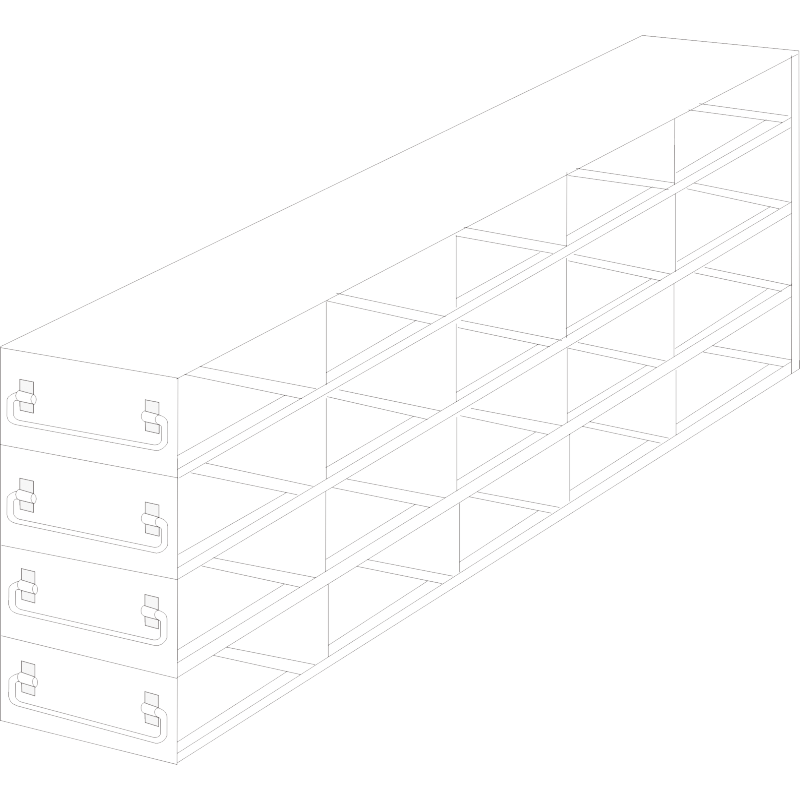 Crystal Industries UFD-54-L375 Drawer Rack for Large 3.75" boxes, 5x4 configuration