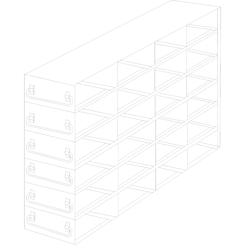 Crystal Industries UFDH50-46 Drawer Rack for 50-Cell Hinged Top Plastic Boxes, 4x6 configuration