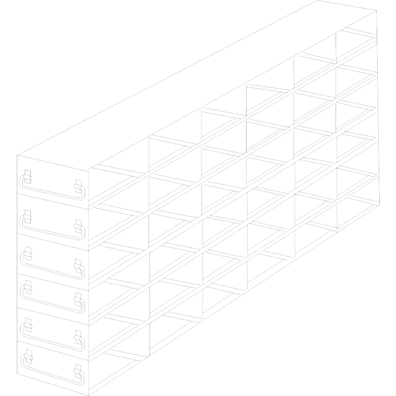 Crystal Industries UFDH50-66 Drawer Rack for 50-Cell Hinged Top Plastic Boxes, 6x6 configuration