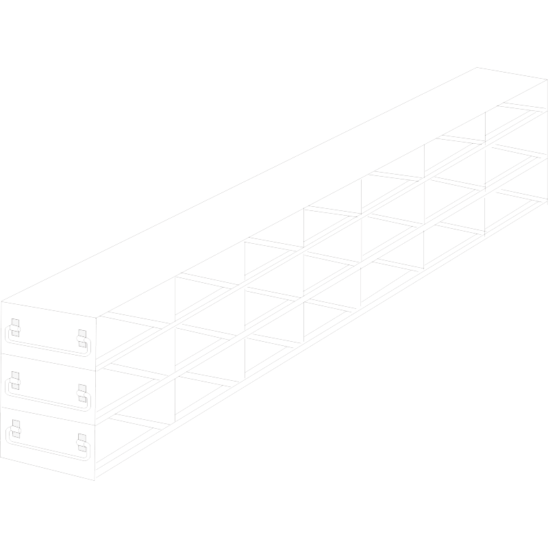 Crystal Industries UFDH50-73 Drawer Rack for 50-Cell Hinged Top Plastic Boxes, 7x3 configuration