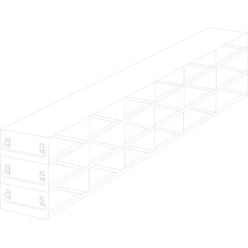 Crystal Industries UFDPCR-63 Drawer Rack for 0.2ml Tube 96-Well PCR Boxes, 6x3 configuration