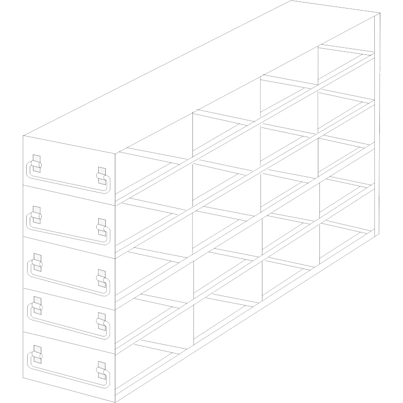 Crystal Industries UFDS-100-45 Drawer Rack for 100-Place Slide Boxes, 4x5 configuration