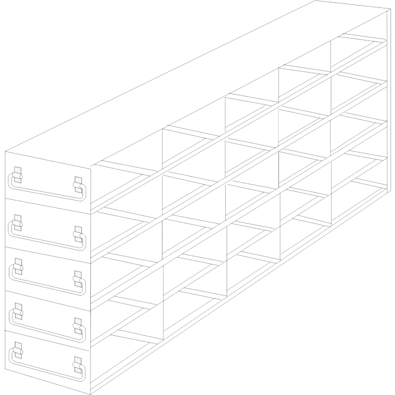 Crystal Industries UFDS-25-55 Drawer Rack for 25-Place Slide Boxes, 5x5 configuration