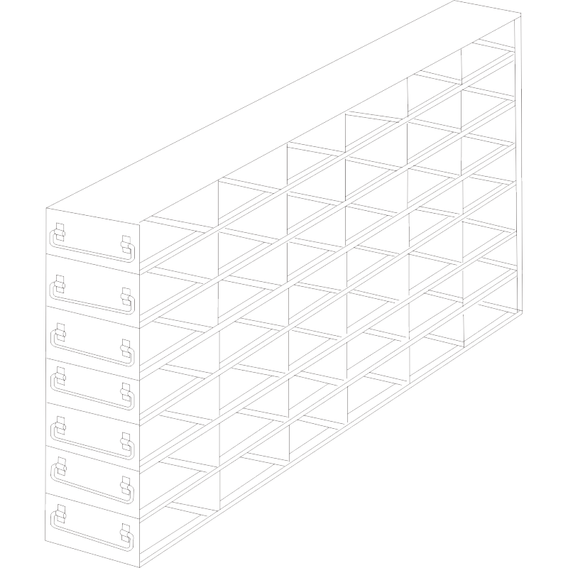 Crystal Industries UFDS-25-67 Drawer Rack for 25-Place Slide Boxes, 6x7 configuration