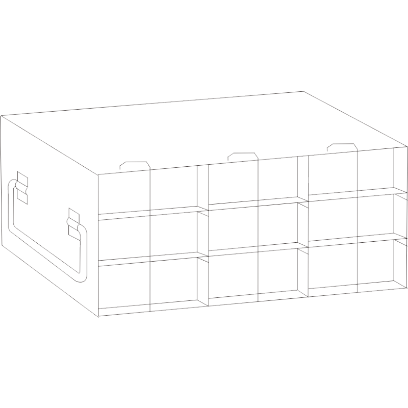 Crystal Industries UFH50-33 Rack for 50-Cell Hinged Top Plastic Boxes, 3x3 configuration